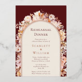 Invitation En Aluminium FOIL Automne Bourgogne Arc Mariage Dîner de répéti (Recto)