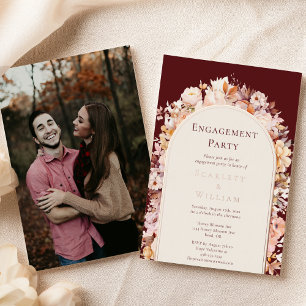 Invitation En Aluminium FOIL Automne Bourgogne Arch Photo Party