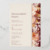 Invitation En Aluminium FOIL Automne Bourgogne Crème Moderne Engagement Pa (Recto)