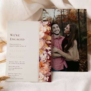 Invitation En Aluminium FOIL Automne Bourgogne Photo Nous sommes fiancés