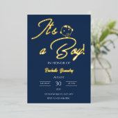 Invitation En Aluminium Foil Baby Shower Card – Blue Theme (Debout devant)