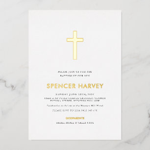Invitation En Aluminium Foil Baptême minimal Christening Garçons