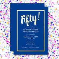 Foil bleu et or moderne 50e anniversaire