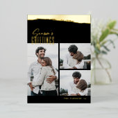 Invitation En Aluminium Foil Brushstroke Script Collage Christmas Card (Debout devant)