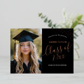 Invitation En Aluminium Foil Confetti, Rose moderne, fête d'obtention d'un (Debout devant)