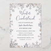 Invitation En Aluminium FOIL D'ARGENT Blush Winter Onederland 1er annivers (Recto)