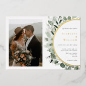 Invitation En Aluminium FOIL Eucalyptus Gold Mariage photo horizontal (Recto)