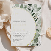 Invitation En Aluminium FOIL Eucalyptus Mariage de Monogramme Or Vert