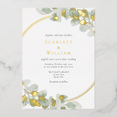Invitation En Aluminium FOIL Eucalyptus Verdure Gold Sage Mariage moderne (Recto)
