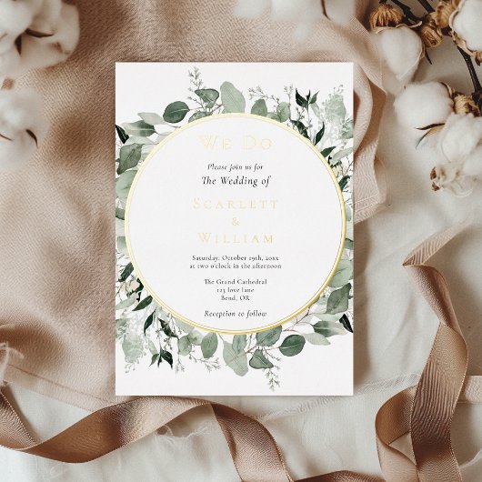 Invitation En Aluminium FOIL Eucalyptus Verdure Or Simple Nous faisons Mar