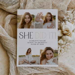 Invitation En Aluminium Foil Fete Moderne Elle L'A Fait Photo Graduation