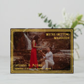 Invitation En Aluminium Foil Frame Photo Enregistrer la date (Debout devant)