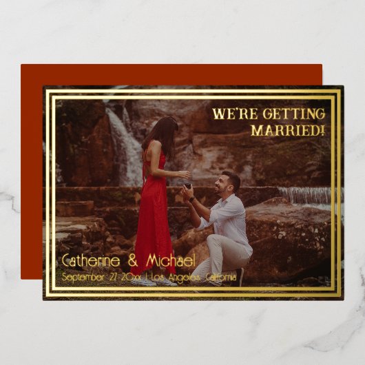 Invitation En Aluminium Foil Frame Photo Enregistrer la date (Recto/Verso)