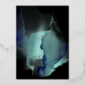 Invitation En Aluminium Foil Jade and Navy Blue Modern Fluid Enk (Verso)