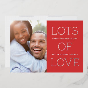 Invitation En Aluminium Foil Lots of Love Valentine's Day Card - Rouge