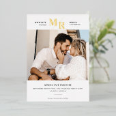 Invitation En Aluminium Foil Moderne Monogramme photo minimale Enregistrer (Debout devant)