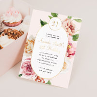 Foil moderne Pressé Blush Floral Girl Anniversaire