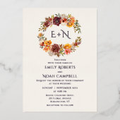 Invitation En Aluminium Foil Monogram Autumn Rustic Plum Floral Wedding (Recto)