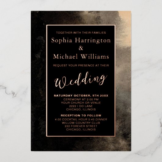 Invitation En Aluminium Foil Moody Romantique Editable Modèle sombre gothi (Recto)