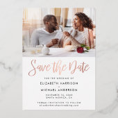 Invitation En Aluminium Foil photo moderne Enregistrer la date Annonce (Verso)