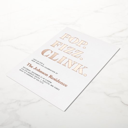 Invitation En Aluminium Foil Pop Fizz Clink Nouvel An (Rotation)