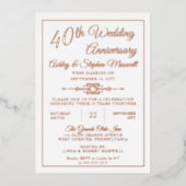 Invitation En Aluminium Foil pour fête d'anniversaire de mariage 40 ans Él (Recto)