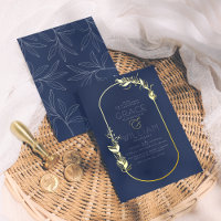 Foil Pressé | Cadre Botanique Bleu Marine Mariage