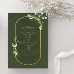 Invitation En Aluminium Foil Pressed | Sage Green Botanical Frame Wedding<br><div class="desc">Add some shine to your wedding invitations with real gold, silver, or rose gold foil! This classic and timeless metallic style is sure to add another level to your invites. These luxurious invitations make a great impact with real pressed foil. Incorporating foil-stamped elements on luxe paper is a perfect way...</div>