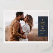 Invitation En Aluminium Foil Rustic Tree Woodgrain Christmas Photo Card (Recto)