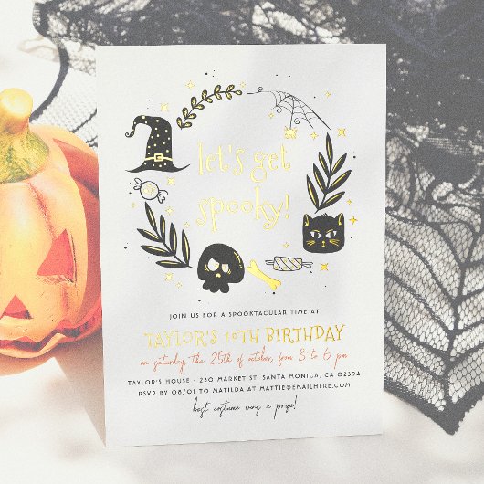 Invitation En Aluminium Foil Soirée Halloween effrayante pour un anniversa