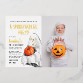 Invitation En Aluminium Foil Spooktacular Halloween Fantôme Photo Annivers (Recto)