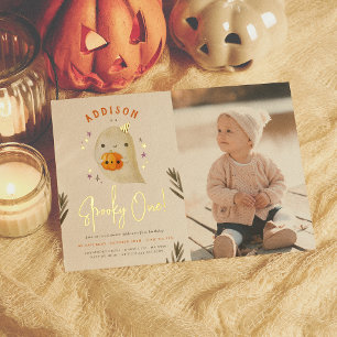 Invitation En Aluminium Foil Spooky One Halloween Première Anniversaire Ph