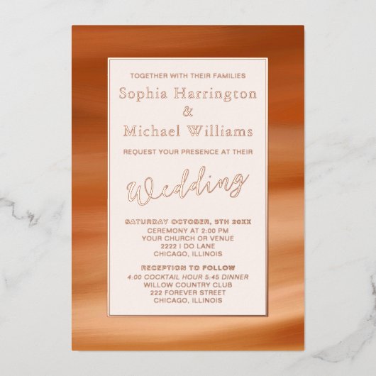 Invitation En Aluminium Foil Terracotta Boho Editable Modèle Automne (Recto)