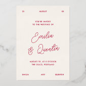 Invitation En Aluminium Foil Wavy Frame Retro Photo Wedding (Verso)