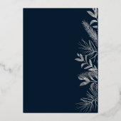 Invitation En Aluminium Foliage d'hiver Bleu foncé Mariage élégant (Verso)