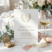 Invitation En Aluminium Foliage Leaf Line Art Mariage Moderne Enregistrer 