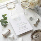 Invitation En Aluminium Foliage Leaf Line Art Mariage Moderne Enregistrer 