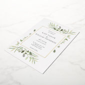 Invitation En Aluminium Foliage verdoyant Photo Mariage Elegant Gold (Rotation)