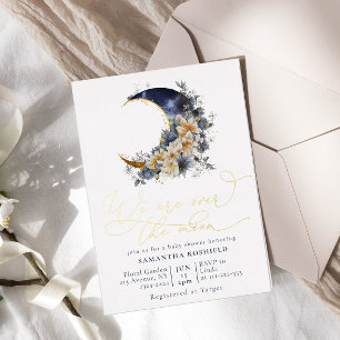 Invitation En Aluminium Folle de joie bleu marine or baby shower