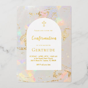Invitation En Aluminium fond opale Confirmation