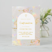 Invitation En Aluminium fond opale Confirmation (Debout devant)