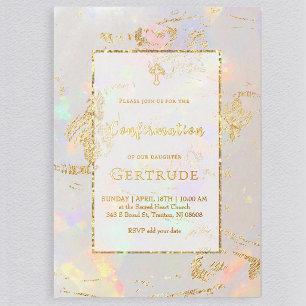 Invitation En Aluminium fond opale Confirmation
