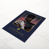 Invitation En Aluminium Football Graduation Photo Blue Grad Announcement (Rotation)