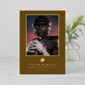 Invitation En Aluminium Football Graduation Photo Brown Grad Announcement (Debout devant)