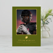 Invitation En Aluminium Football Graduation Photo Green Grad Announcement (Debout devant)