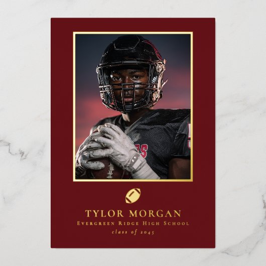 Invitation En Aluminium Football Graduation Photo Red Grad Announcement (Recto)