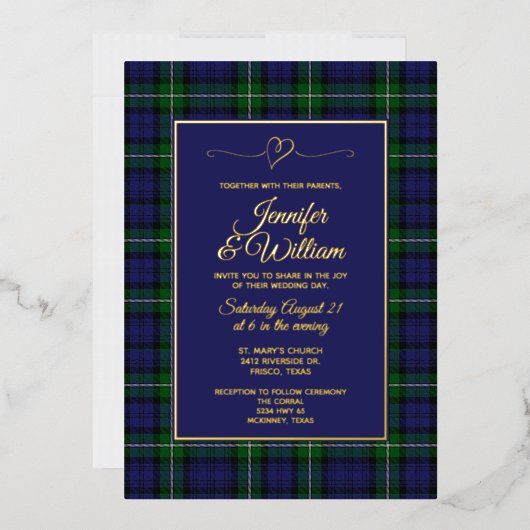 Invitation En Aluminium Forbes Clan Tartan Plaid Weddi (Enveloppe)