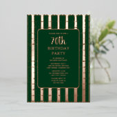 Invitation En Aluminium Forest Green Rose Gold 70e fête d'anniversaire per (Debout devant)