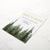 Invitation En Aluminium Forêt D'Aquarelles Pins Rustiques Économisez La Da (Rotation)