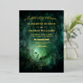 Invitation En Aluminium Forêt enchantée Emerald Gold Chic Mariage élégant (Debout devant)